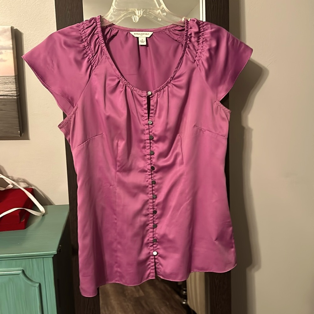 Lavender button down Banana Republic blouse